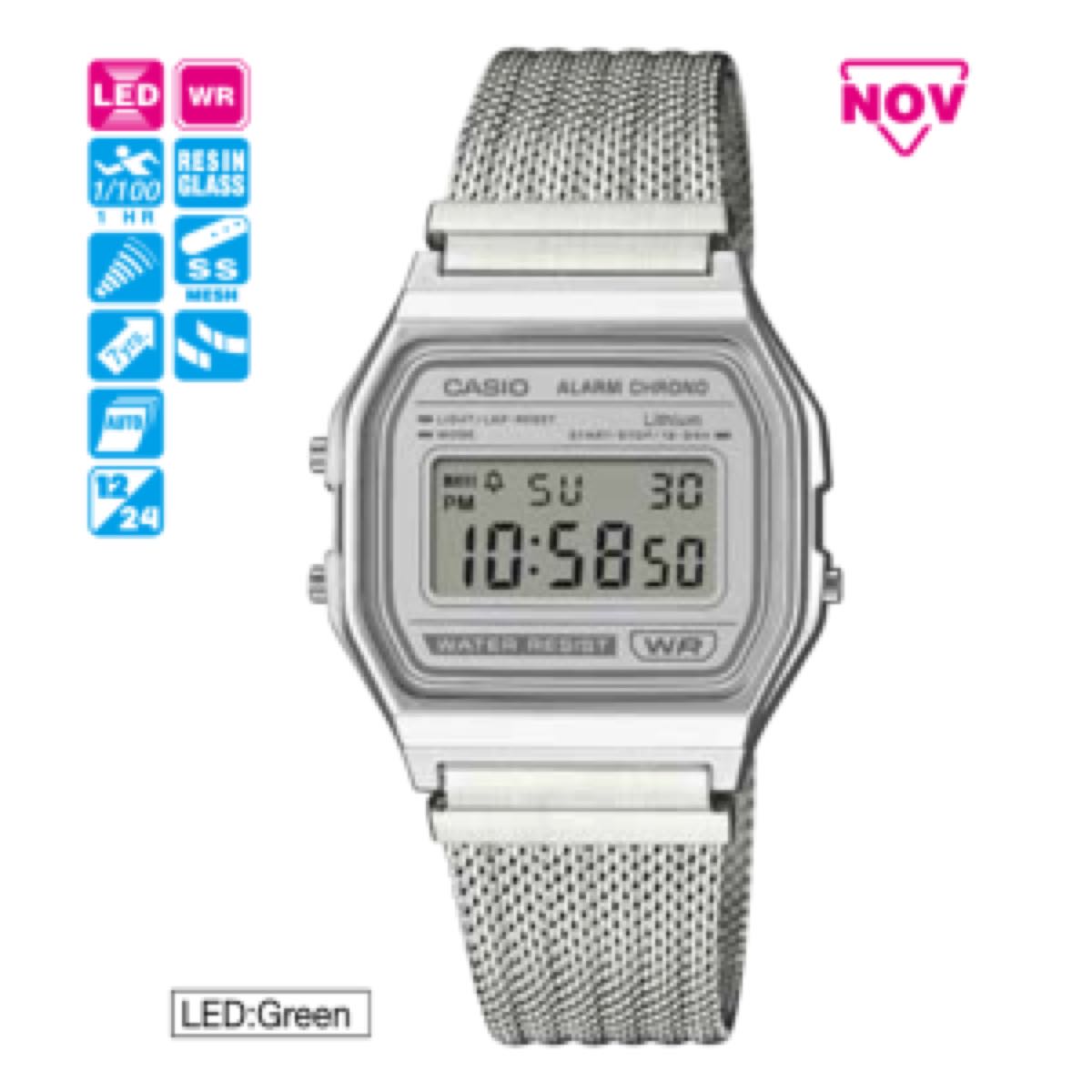 Casio 36.8 x 33.2 mm Unisex A158WEM-7DF