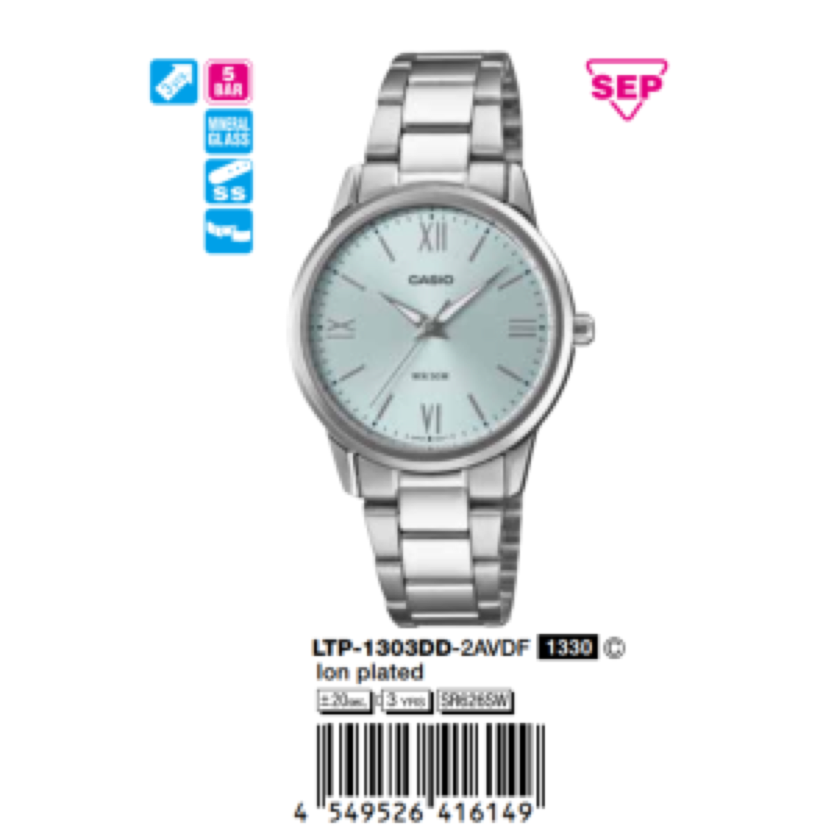 Casio 30.5mm Nữ LTP-1303DD-2AVDF